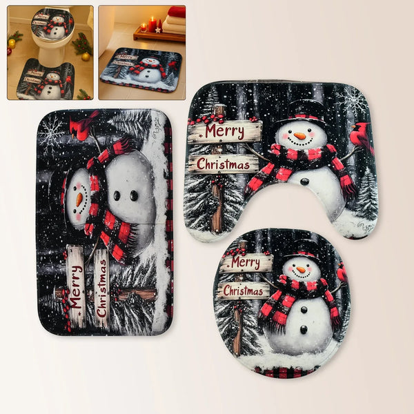 3 in 1 Christmas - Themed Bathroom Mat - (1 Set) - justgrabit.in | Just Grab It