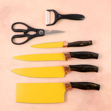 6 Pcs Professional Kitchen Knife Set with Chef Knives, Cleaver, Peeler & Scissors - justgrabit.in | Just Grab It