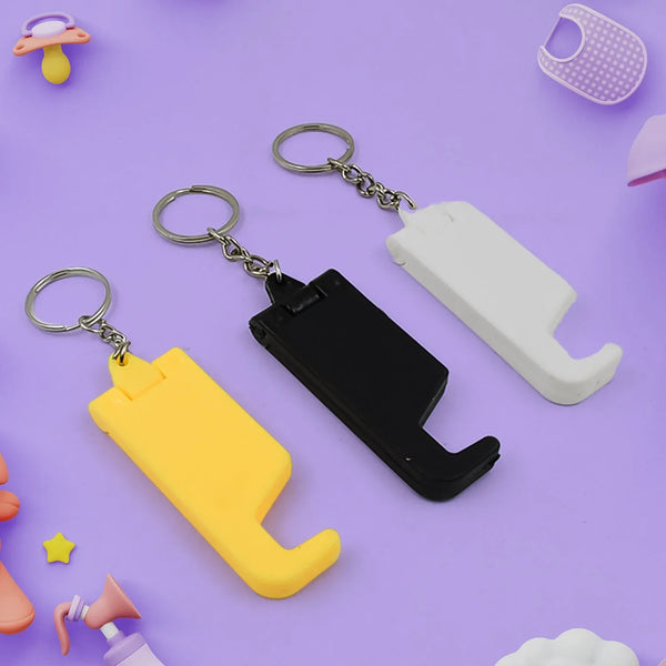2 in 1 Plastic Keychain with Mobile Stand / Phone Holder (1 Pc / Multicolor) - justgrabit.in | Just Grab It