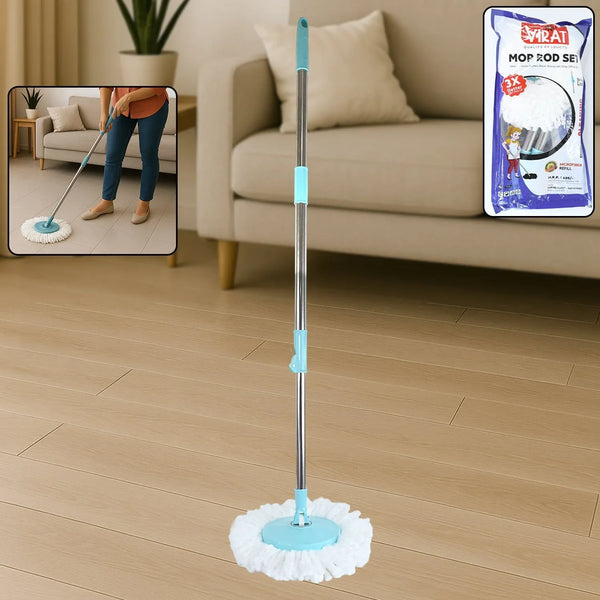 Adjustable Stainless Steel Mop Rod Set 120 cm - Justgrabit Inc.