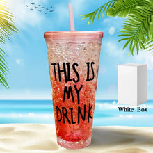 Plastic Creative Cold Drink Cup, Reusable Tea Coffee Tumbler with Lid and Straw, Double Wall Plastic Drinking Sport Bottle, Travel Tumbler - Justgrabit Inc.