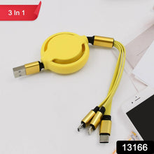 3 in 1 Retractable Charger Charging Cable (1 Pc / Mix Color) - justgrabit.in | Just Grab It