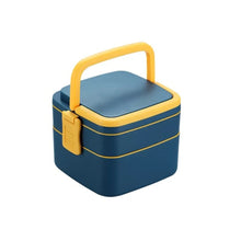 Blue Double - Layer Portable Bento Lunch Box – Stackable with Handle & Spoon - Justgrabit Inc.