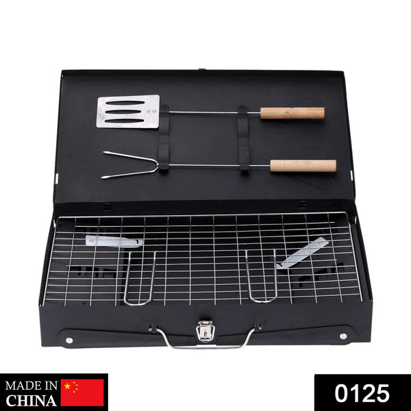 Stainless Steel Briefcase Style Barbecue Grill Toaster (Medium, Black) - justgrabit.in | Just Grab It