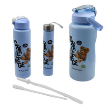Plastic Water Bottle Set – BPA - Free, Leak - Proof, Cartoon Design for Kids & Gym (3 Pc Set) - justgrabit.in | Just Grab It