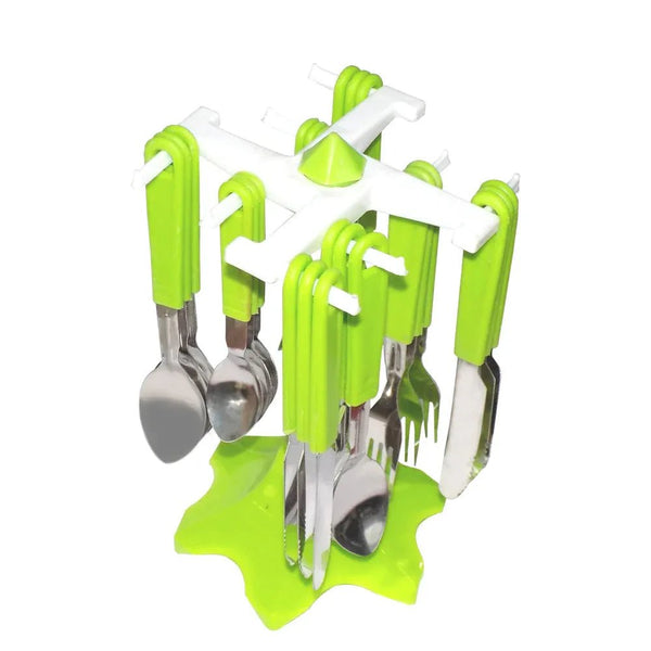 24 Piece Stainless Steel Premium Cutlery Set With Stand - Justgrabit Inc.