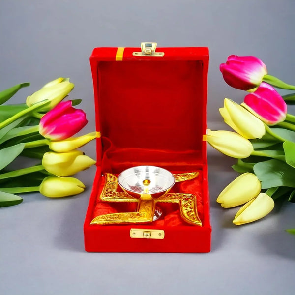 Auspicious Swastik - Base Pooja Diya - (1 Pc) - justgrabit.in | Just Grab It