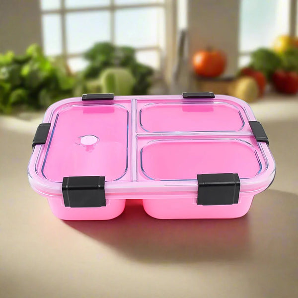 Plastic 3 Compartment Insulated Lunch Box, Lunch Box (1 Pc) - justgrabit.in | Just Grab It