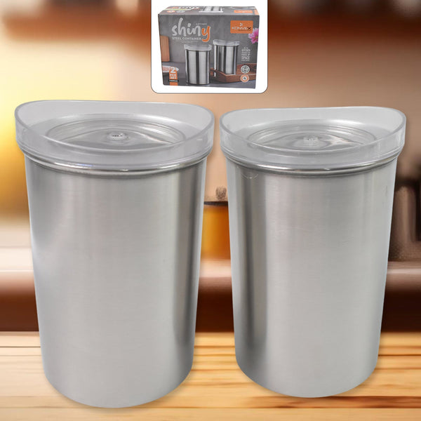 Stainless Steel Airtight Containers with See Through Lid (2 Pc Set / 1000 ML) - justgrabit.in | Just Grab It