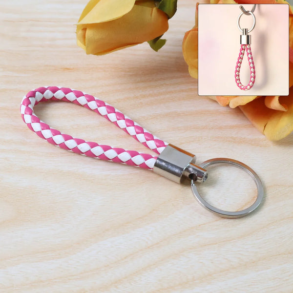 Leather Style Keychain with Metal Ring - (1 Pc) - justgrabit.in | Just Grab It