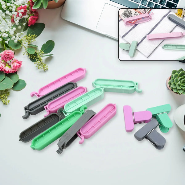 12 Pieces Food Clips, Plastic Food Bag Clips Reusable Bag Clips for Food Storage Colorful Sealing Clips for Snack, Coffee, Home, Kitchen, Travel, Camping - justgrabit.in | Just Grab It