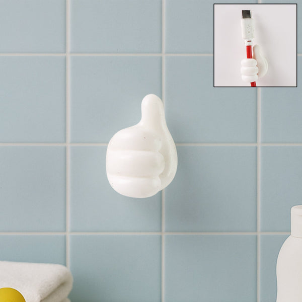 White Multifunctional Multi functional Hand Shape Wall Clip Hanger Keys Cable Holder - justgrabit.in | Just Grab It