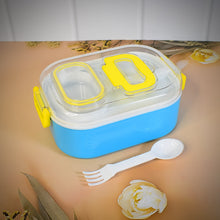 Durable Plastic Lunch box for Kids With 2 in 1 Spoon, Fork (1 Pc) - justgrabit.in | Just Grab It