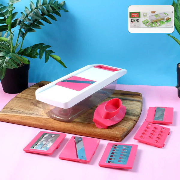 6 - in - 1 Vegetable Slicer, Grater & Chopper - (Set) - justgrabit.in | Just Grab It