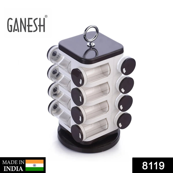 Ganesh Multipurpose Revolving Spice Rack With 16 Pcs Dispenser each 100 ml Plastic Spice ABS Material 1 Piece Spice Set 1 Piece Spice Set (Plastic) - Justgrabit Inc.