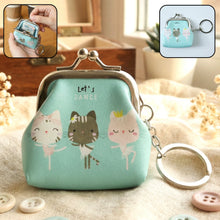 Cute Cartoon Cat Printed Mini Coin Purse Keychain (1 Pc) - justgrabit.in | Just Grab It