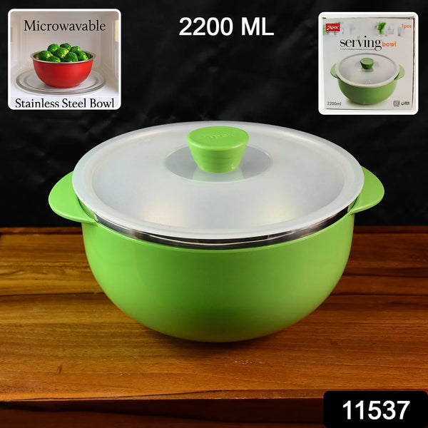 Apex 2200ml Microwave - Safe Plastic Serving Bowl with Lid (1 Pc) - Justgrabit Inc.