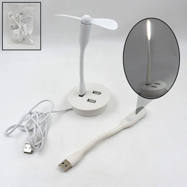 Portable Mini USB Fan, USB Ligh & USB 3 HUB / Port Combo - justgrabit.in | Just Grab It