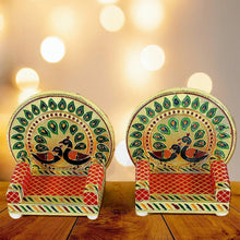 Meenakari Work Laddu Gopal Singhasan / Sihasan for Pooja Mandir Wooden Krishna Ladoo Bal Gopal Sofa Asan, Home Decorative Premium Look Decorative Singhasan Suitable For Home, Office, Restaurant (2 Pc Set) - Justgrabit Inc.