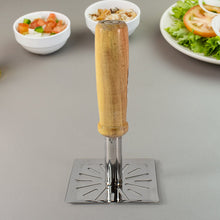 Kitchen Tools Wooden Handle Square Stainless Steel Potato Masher (1 Pc) - justgrabit.in | Just Grab It