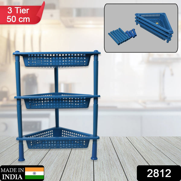 Triangle 3 - Tier Plastic Storage Rack for Kitchen, Bathroom & Office - justgrabit.in | Just Grab It
