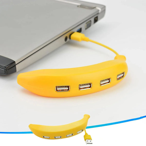 Banana Shape USB Hub, 2.0 Hub USB Splitter, 4 - Port USB Hub (1 Pc) - justgrabit.in | Just Grab It