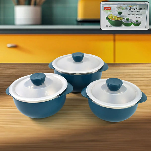 Apex Microwave - Safe Serving Bowl 3 Pcs Set (700ml, 1000ml, 1400ml) - Justgrabit Inc.