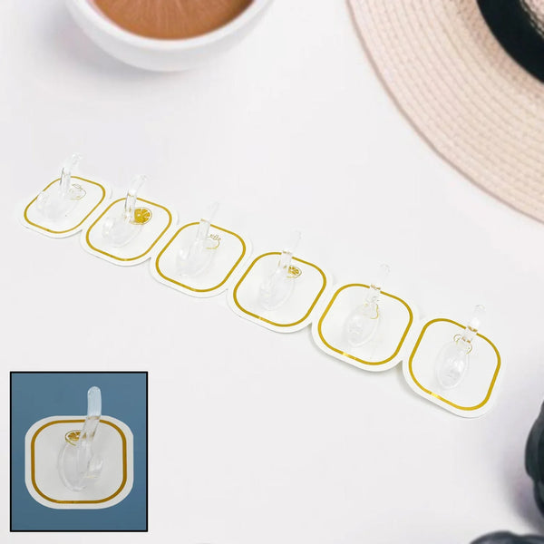 TRANSPARENT ADHESIVE WALL HOOK (6 PCS SET) - justgrabit.in | Just Grab It
