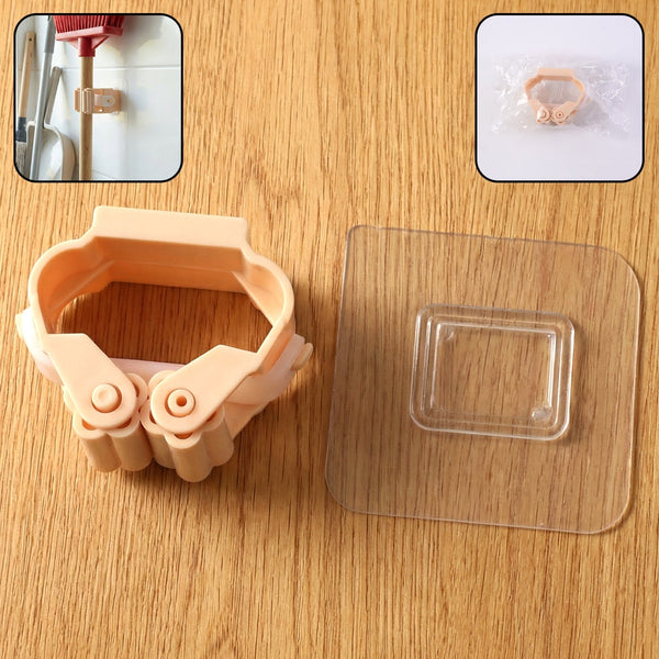 Wall Mounted Self - Adhesive Mop and Broom Holder (1 Pc) - justgrabit.in | Just Grab It