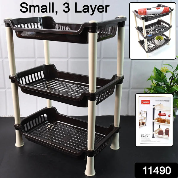 Apex Small Multiuse Plastic Storage Rack Organizer 3 - Tier - Justgrabit Inc.