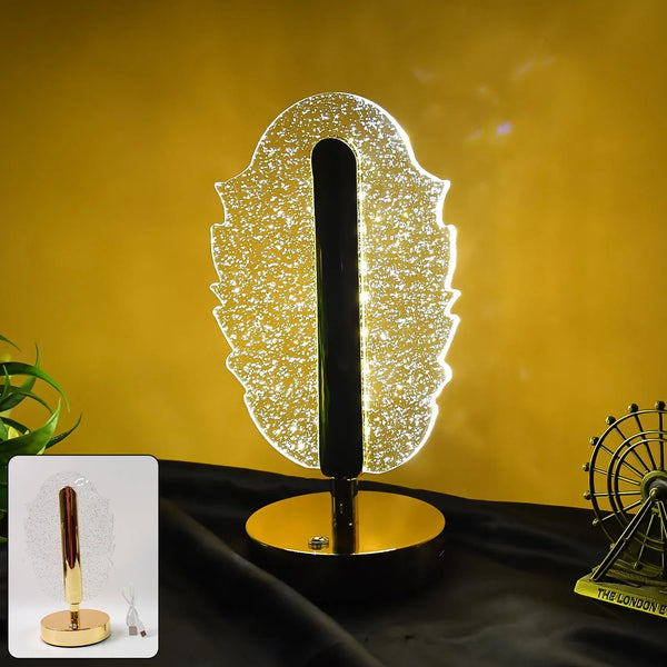 Elegant Feather Shape Crystal Table Lamp (1 Pc) - Justgrabit Inc.