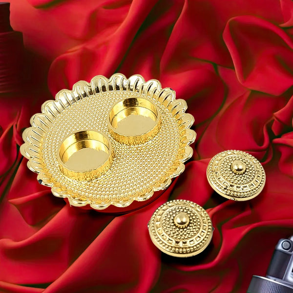 Round Shape Special Puja Thali, Kumkum Thali Holder (1 Pc / Big) - justgrabit.in | Just Grab It