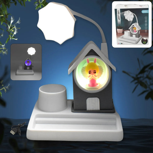 Cute Lovely Cartoon & Home Design With Plastic Base LED Desk Light, Multi Color Changes (1 Pc) - Justgrabit Inc.