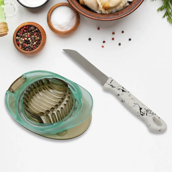 Stainless Steel, Egg Slicer & Knife (2 Pc Set) - justgrabit.in | Just Grab It