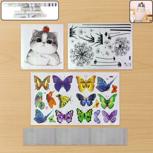 Decorative Mixed Design Wallpaper Stickers Set (1 Pc) - justgrabit.in | Just Grab It