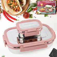 Stainless Steel Leak Proof Air Tight Lunch Boxes (900ML+200ML Approx / 2 Pc Set) - justgrabit.in | Just Grab It