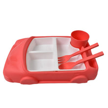 Kid's Car Shaped Plates Cup / Lunch Box Dinnerware (4 Pcs Set / 1000 ML Lunch Box) - justgrabit.in | Just Grab It