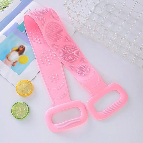Silicone Body Back Scrubber - Double - Sided Bath Brush for Deep Cleaning & Massage (Medium Size /1pc) - justgrabit.in | Just Grab It