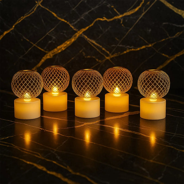 LED Ball Shaped Decorative Light with Mesh Cover (5 Pc / Set) - justgrabit.in | Just Grab It