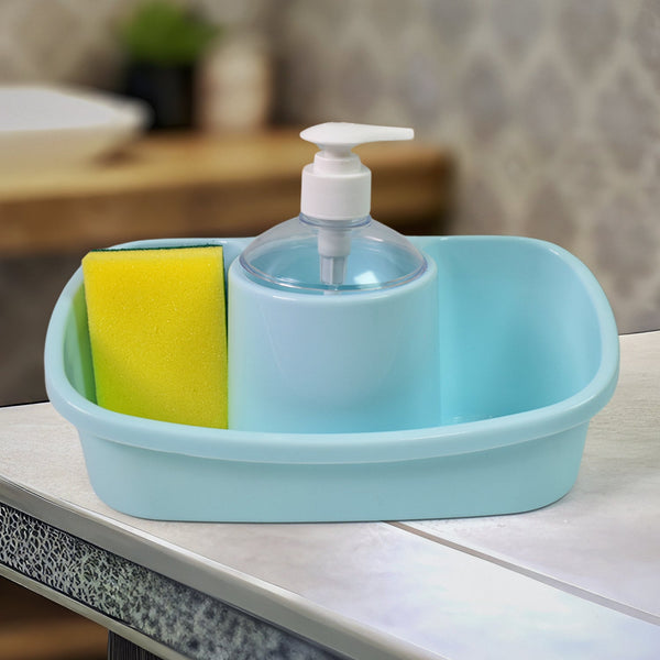 3 in 1 Hand wash Liquid Soap Dispenser with Sponge Holder (1 Set) - justgrabit.in | Just Grab It