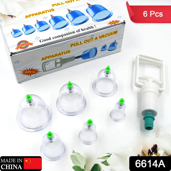Vacuum Cupping Set 6 Pcs Kit Pull Out a Vacuum Apparatus Therapy Relax Massagers Curve Suction Pumps - justgrabit.in | Just Grab It