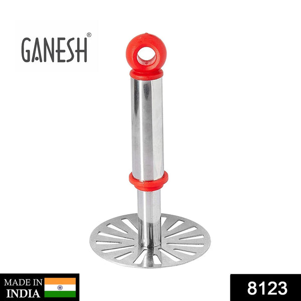 Ganesh Potato / Pav Bhaji Masher with Plastic Handle, Silver & Plastic - Oval Pav Masher, Potato 1 - Piece, Smasher Handle, Multicolor - Justgrabit Inc.