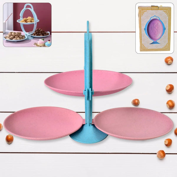 Foldable Fruit Plate Candy Dish | Multi Use Mirror Shape Dried Fruit Tray (1 Set) - justgrabit.in | Just Grab It