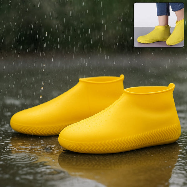 Yellow Non - Slip Silicone Rain Shoe Cover – Waterproof Foldable Anti - Skid (1 Pair) - justgrabit.in | Just Grab It