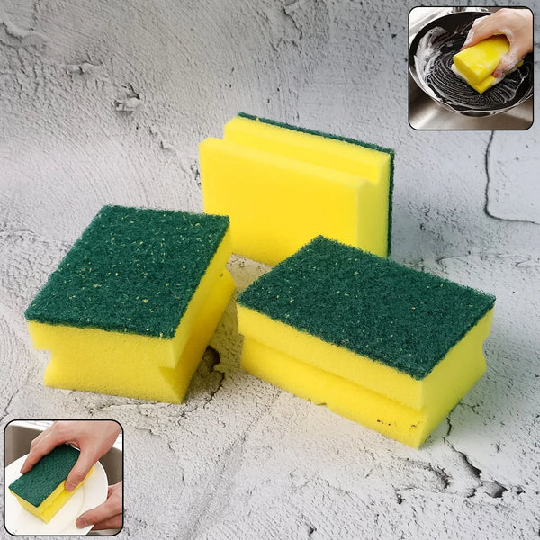 Scrub Sponge 2 in 1 PAD for Kitchen, Sink, Bathroom Cleaning Scrubber (3 Pc) - Justgrabit Inc.