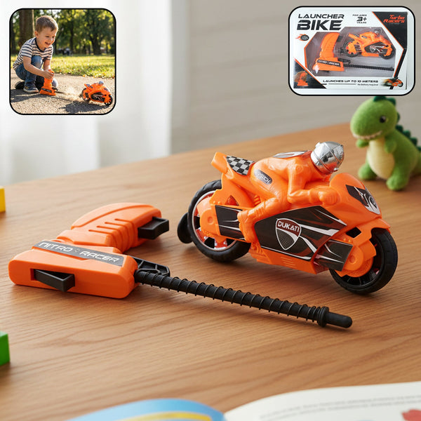 Launcher Bike Racing Toy for Kids with Manual Pull Launcher - justgrabit.in | Just Grab It