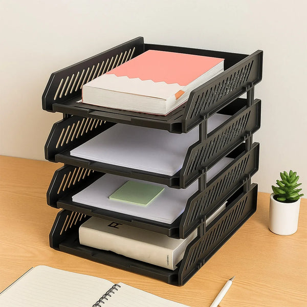 4 - Layer Multifunctional File Rack with Drawers for Office Desk - Justgrabit Inc.