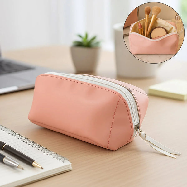 PU Leather Cosmetic & Pencil Pouch - (1 Pc) - justgrabit.in | Just Grab It
