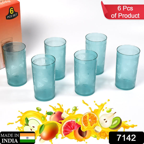 Set of 6 Unbreakable Transparent Plastic Water Glasses (300ml) - justgrabit.in | Just Grab It