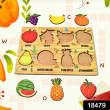 Wooden Fruits Puzzle Learning Educational Board (1 Set / 28×20 Cm) - justgrabit.in | Just Grab It